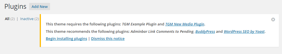 tgm plugin activation